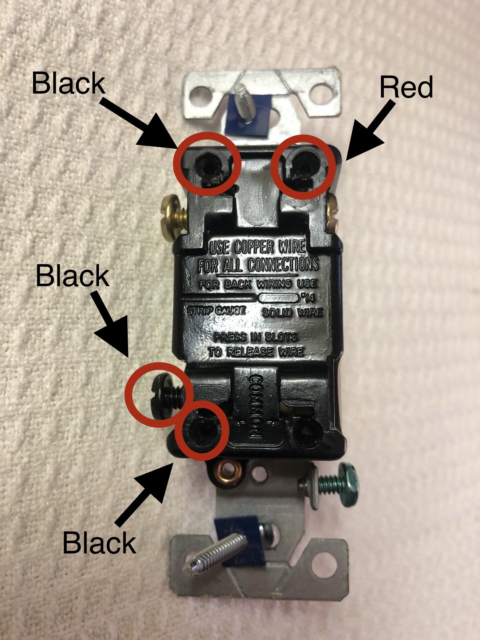 Old switch with wires disconnected